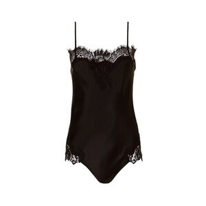 Gold Hawk Elegant Black Lace Trim Bodysuit Size M